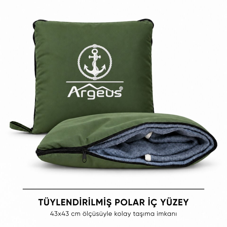 Tekne & Yat Marin Kırlent - Katlanır Battaniye ve Minder - Argeus - Çapa - Yeşil