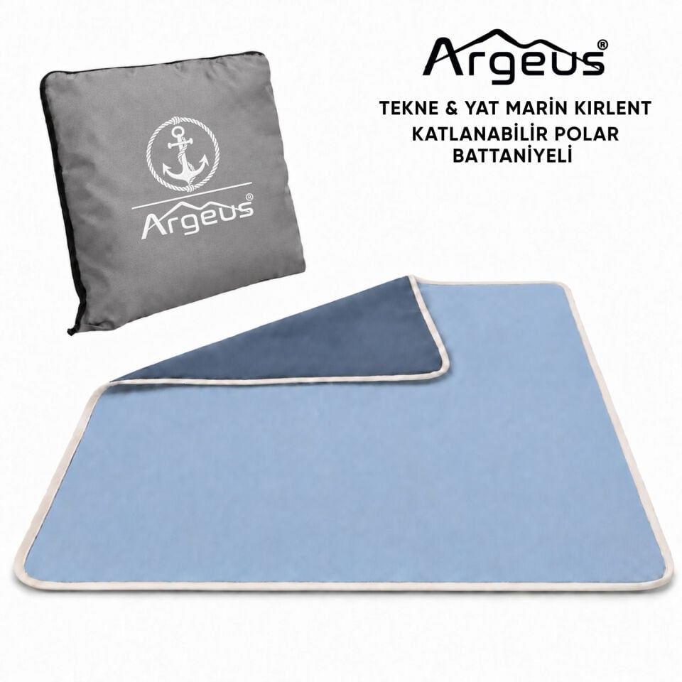 Tekne & Yat Marin Kırlent - Katlanır Battaniye ve Minder - Argeus - Çapa - Gri