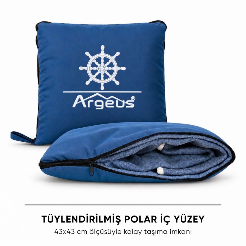 Tekne & Yat Marin Kırlent - Katlanır Battaniye ve Minder - Argeus - Dümen - Mavi