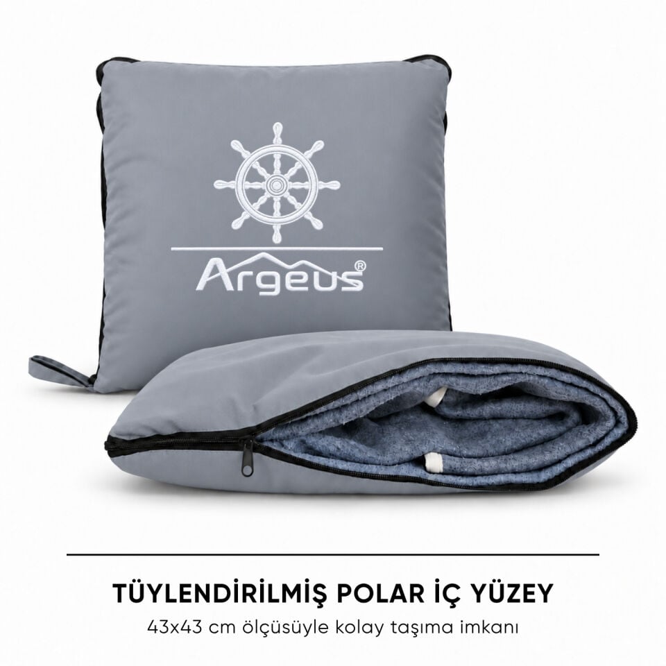 Tekne & Yat Marin Kırlent - Katlanır Battaniye ve Minder - Argeus - Dümen - Gri