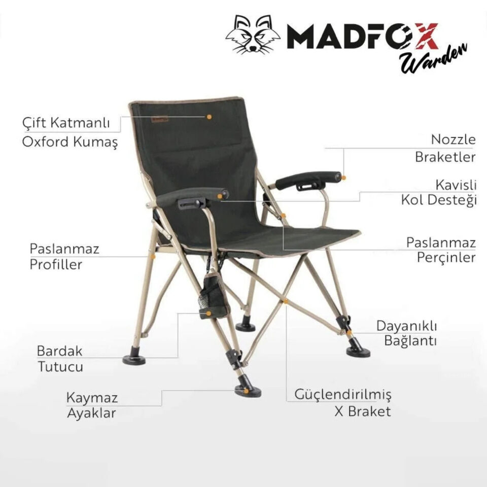 Katlanır Kamp Piknik Sandalyesi - Madfox Warden - Yeşil - 547283