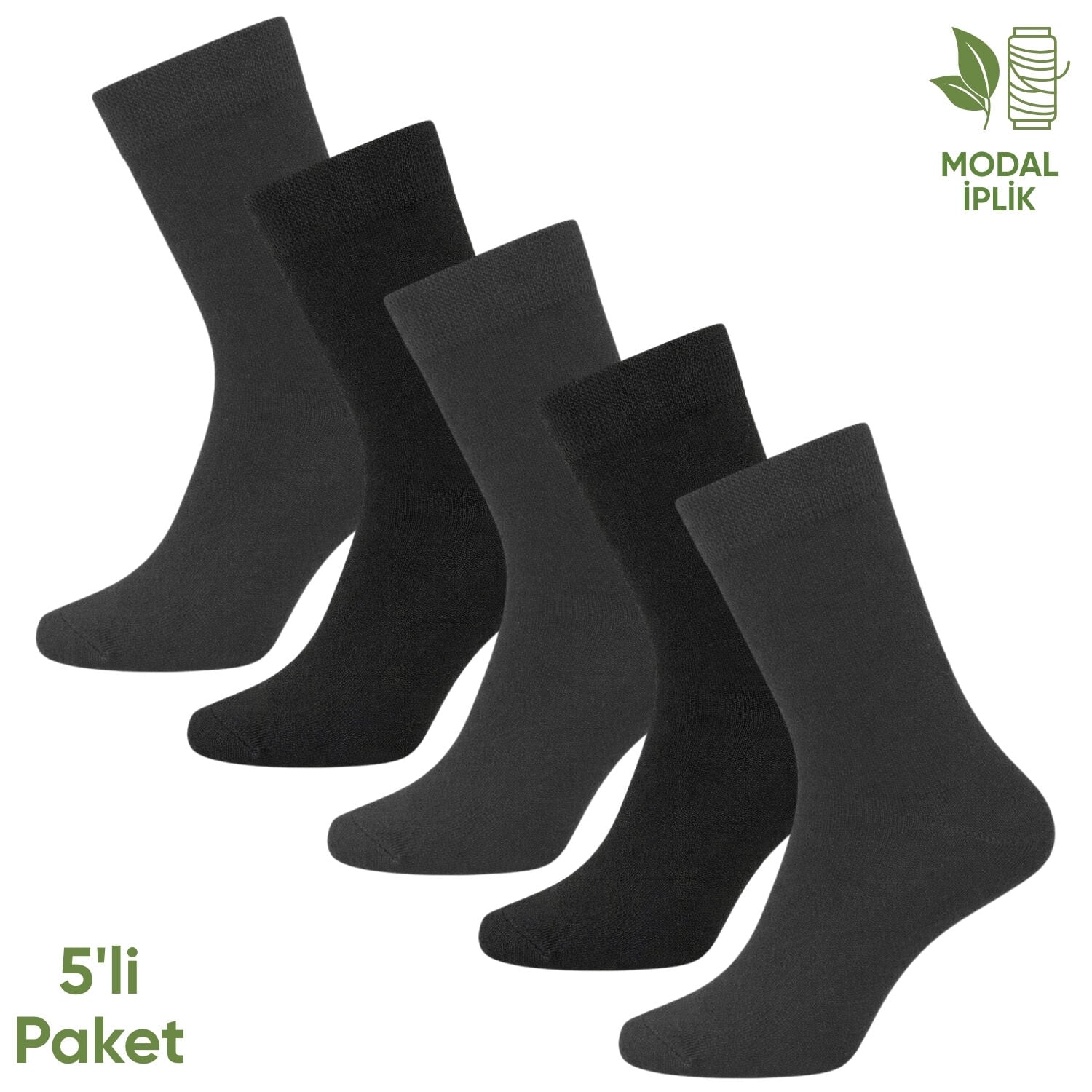 Modal İplik Erkek Soket Çorap - 5 Çift - Dikişsiz - Atlas - 18002 - Set 7