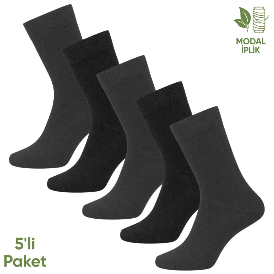 Modal İplik Erkek Soket Çorap - 5 Çift - Dikişsiz - Atlas - 18002 - Set 7