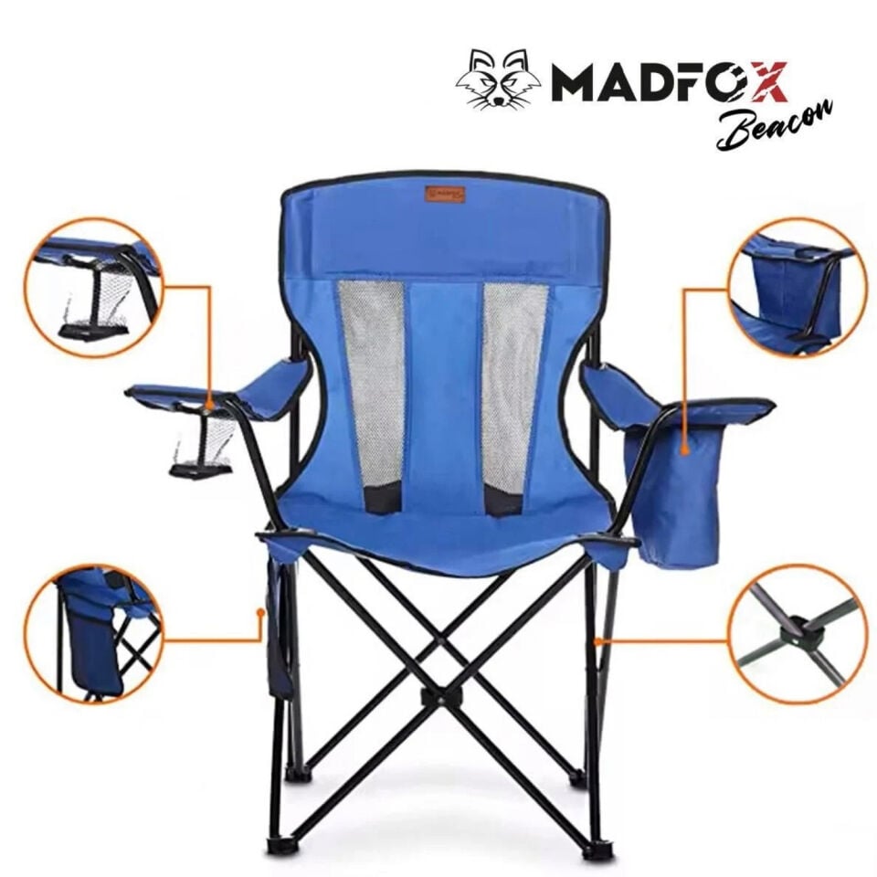 Katlanır Kamp Piknik Sandalyesi - Madfox Beacon - Bardaklıklı - Mavi - 547286