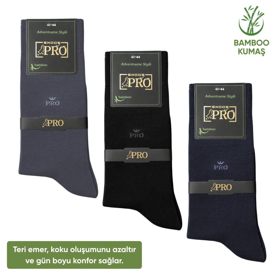 Bambu Erkek Soket Çorap - 3 Çift - Dikişsiz - Biga - 17619 - Set 1