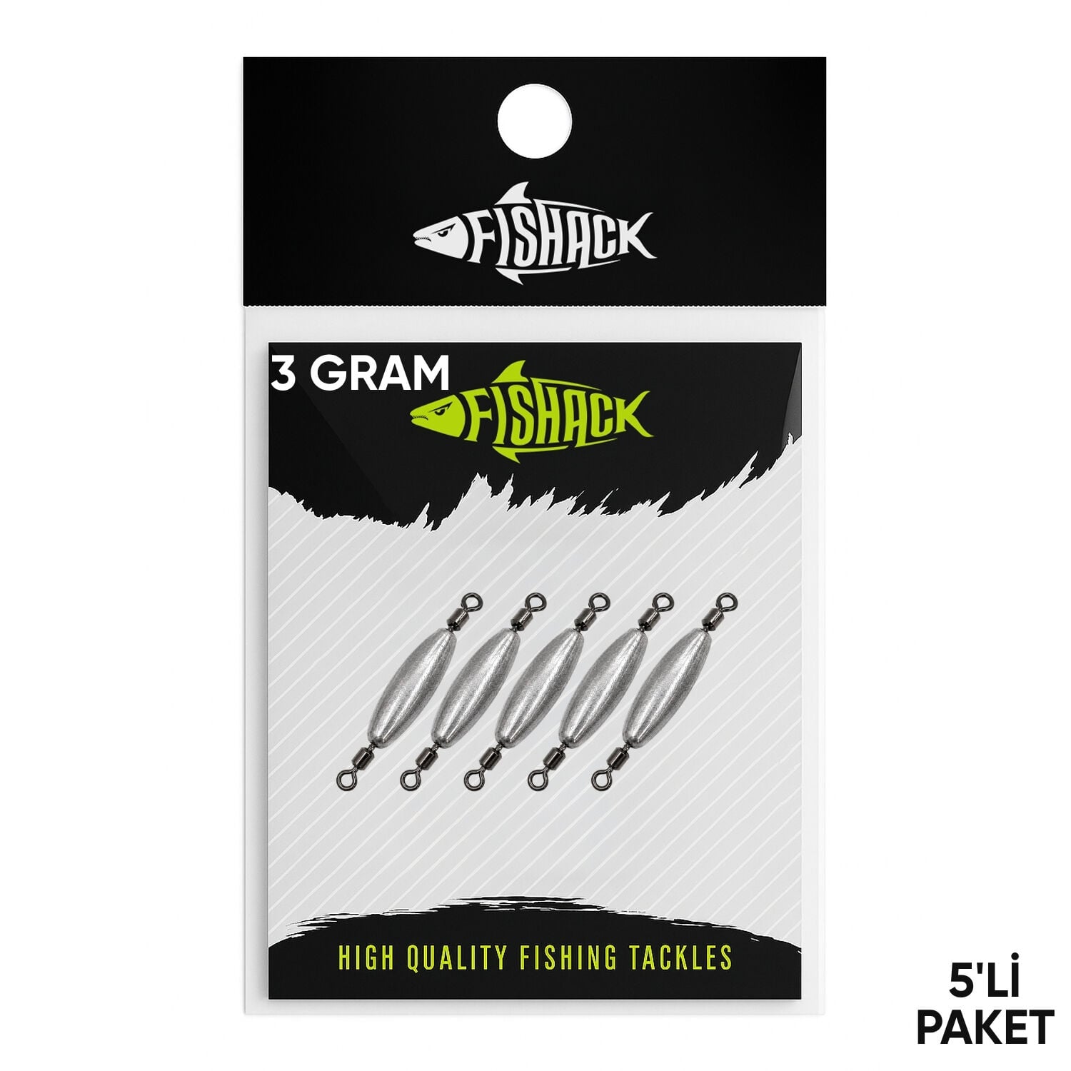 Çift Taraflı Fırdöndülü Kurşun - Fishack - 3 Gram (5'li)