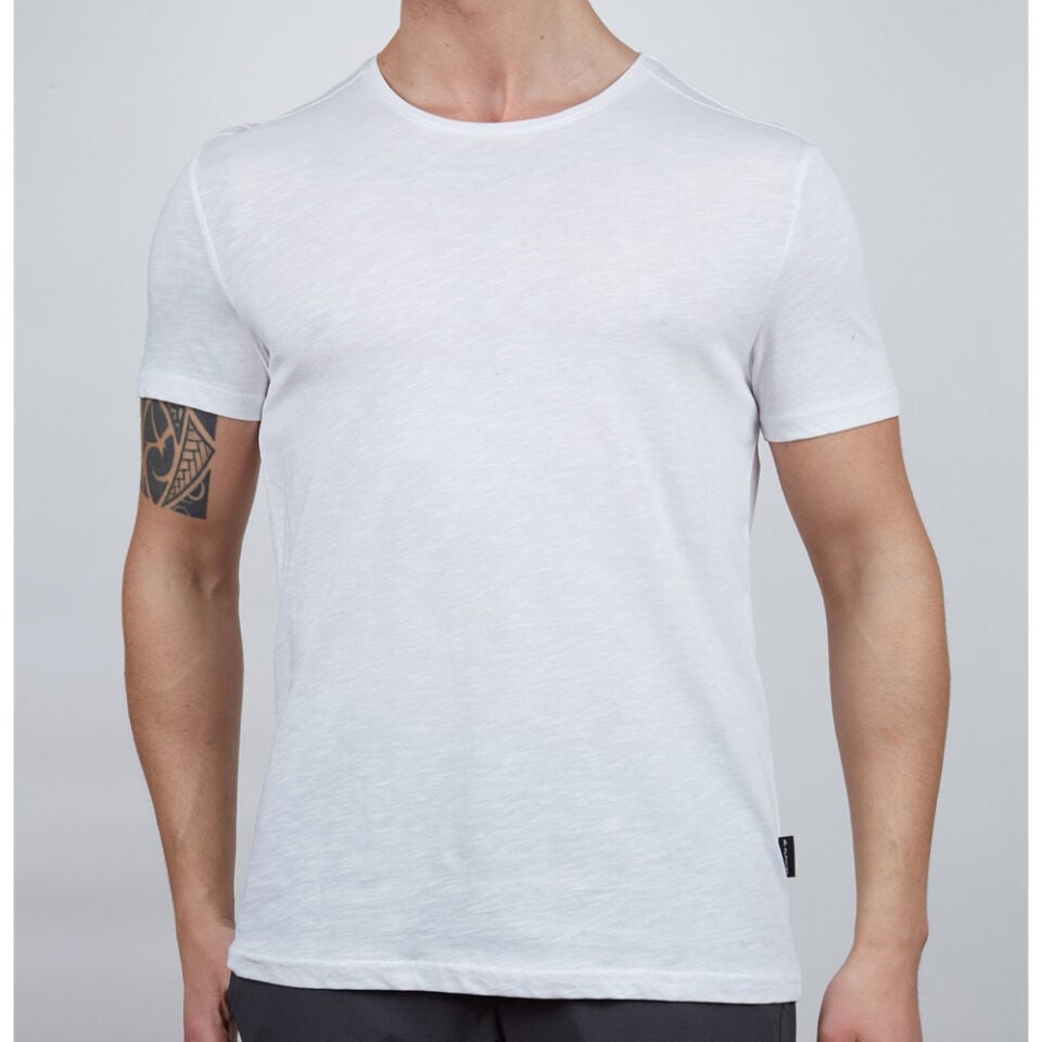 Erkek Tişört - Pamuklu Spor Tişört - Basic - Beyaz (600400)