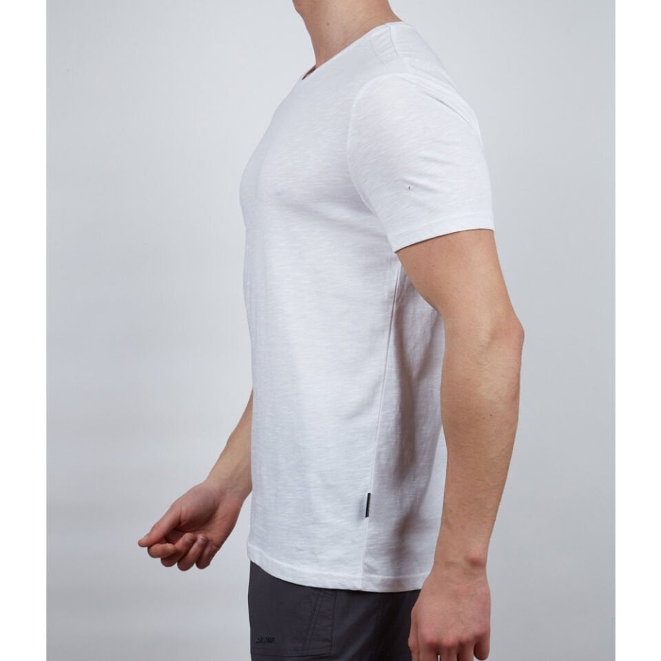 Erkek Tişört - Pamuklu Spor Tişört - Basic - Beyaz (600400)