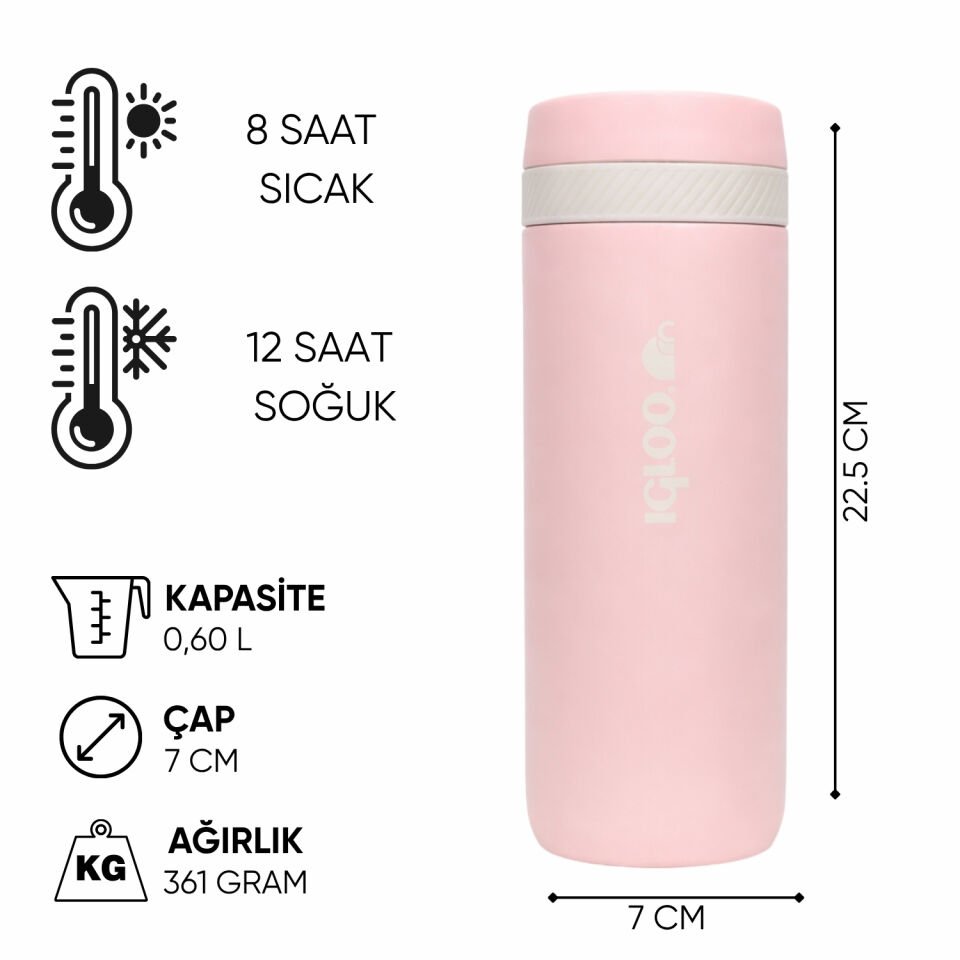 Çelik Mug Termos - Igloo - Squid - 600ml - Pembe - 205801