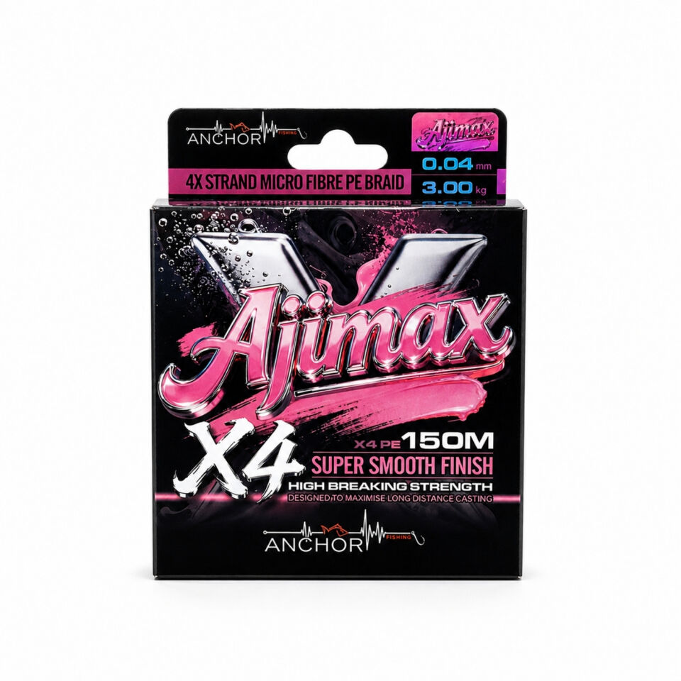 İp Örgü Misina - 4 Kat - Anchor Ajimax 4X - 150mt - Pembe - 0.04mm