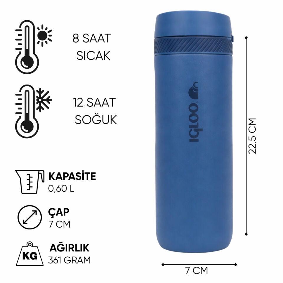 Çelik Mug Termos - Igloo - Squid - 600ml - Lacivert - 205801