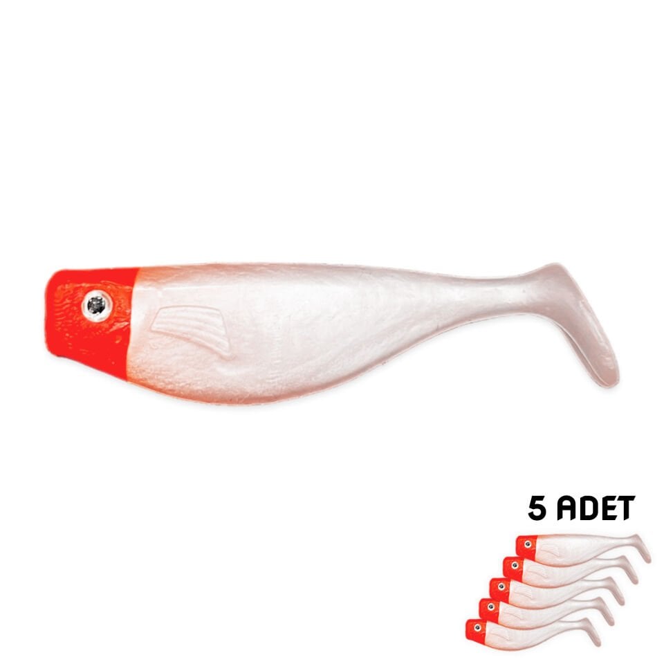 Silikon Balık Yem - DFT - 8cm - Kırmızı/Beyaz - 5'li Paket (141-3017)