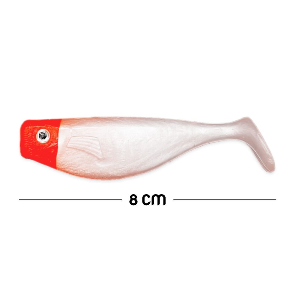 Silikon Balık Yem - DFT - 8cm - Kırmızı/Beyaz - 5'li Paket (141-3017)