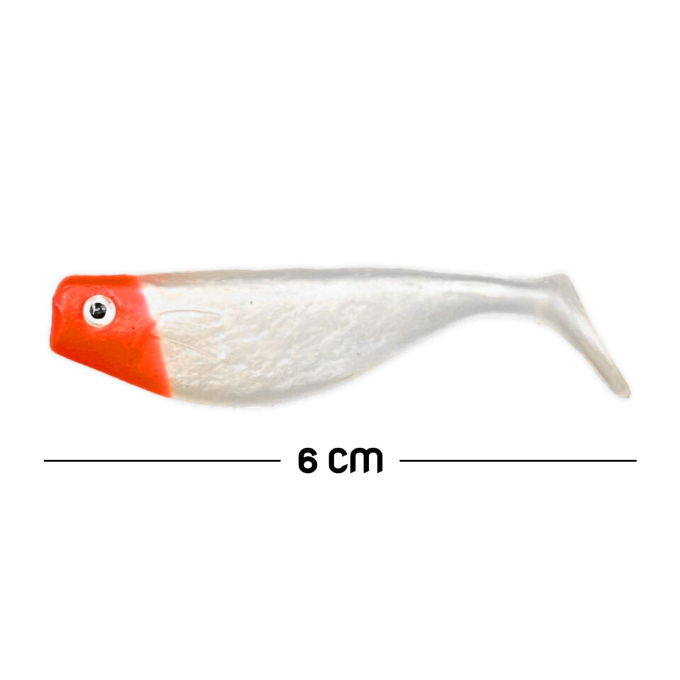 Silikon Balık Yem - DFT - 6cm - Kırmızı/Beyaz (141-3017) - 10'lu Paket