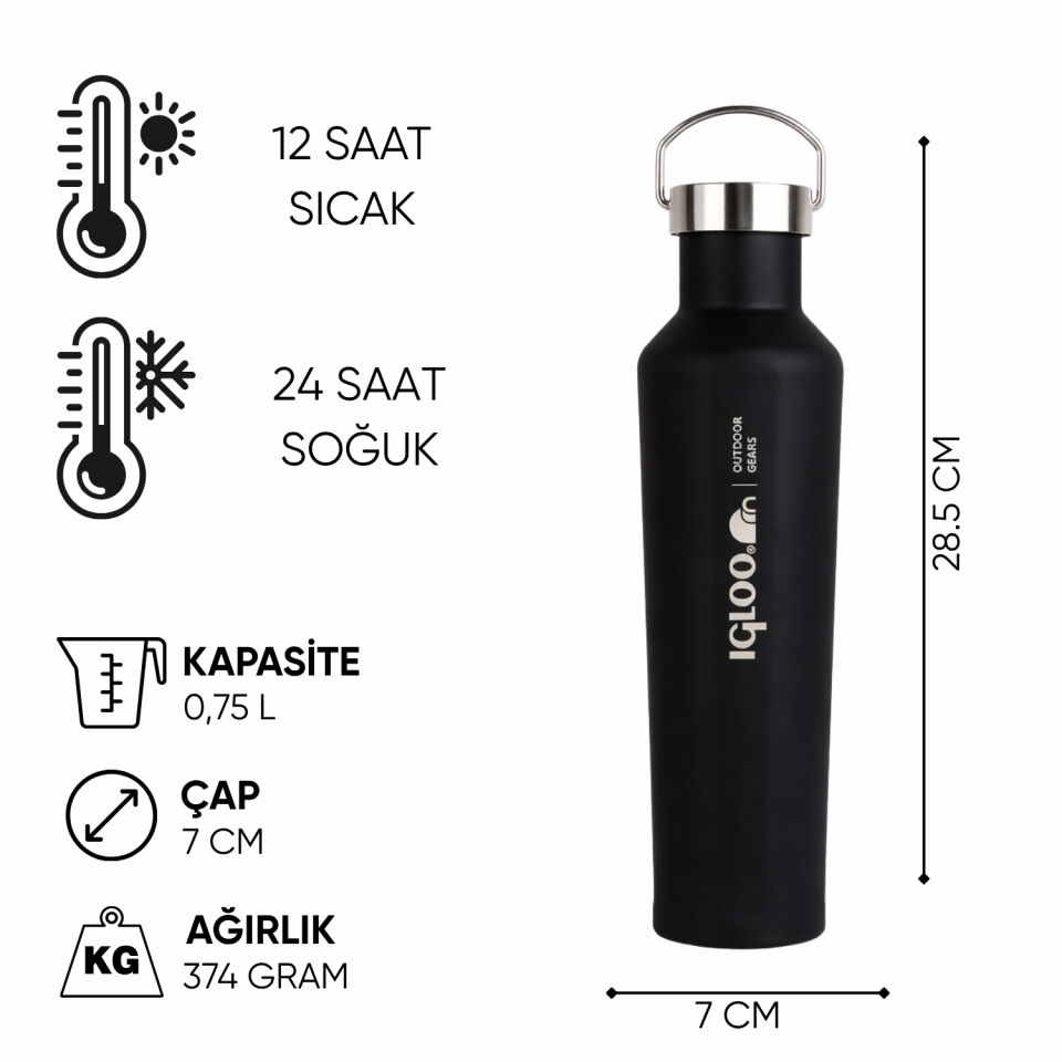 Çelik Mug Termos - Igloo - Pentagon - 750ml - Siyah - 205792