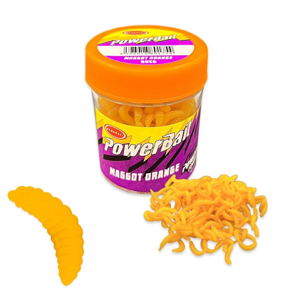 Silikon Kurt Balık Yemi - Kokulu - L Maggot - Turuncu - Power Bait (9956)