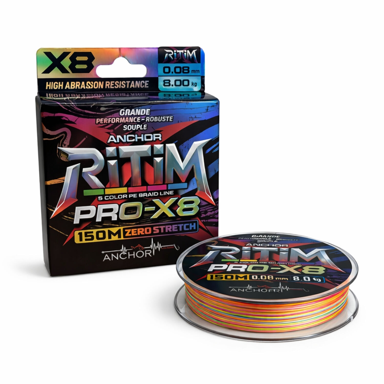 İp Örgü Misina - 8 Kat - Anchor Ritim X8 - 150mt - Ebruli - 0.08mm