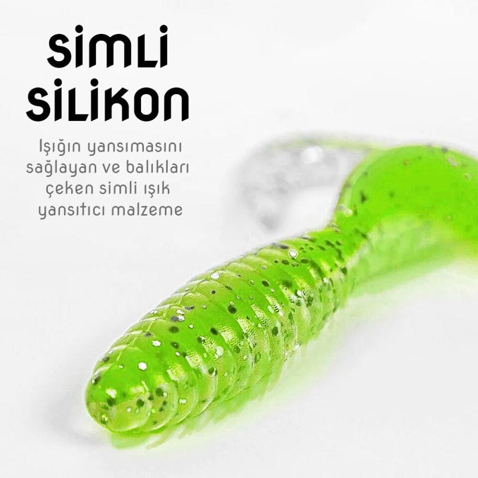 Silikon Kurt Yem - 60mm - Fluo Yeşil - Yumy (18065-SM024-03)
