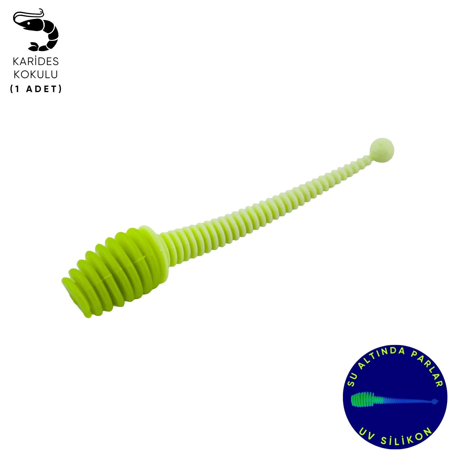 Silikon Kurt Yem - 2,1g 70mm - Fishack Wormix - 1 Adet - Yeşil/Beyaz