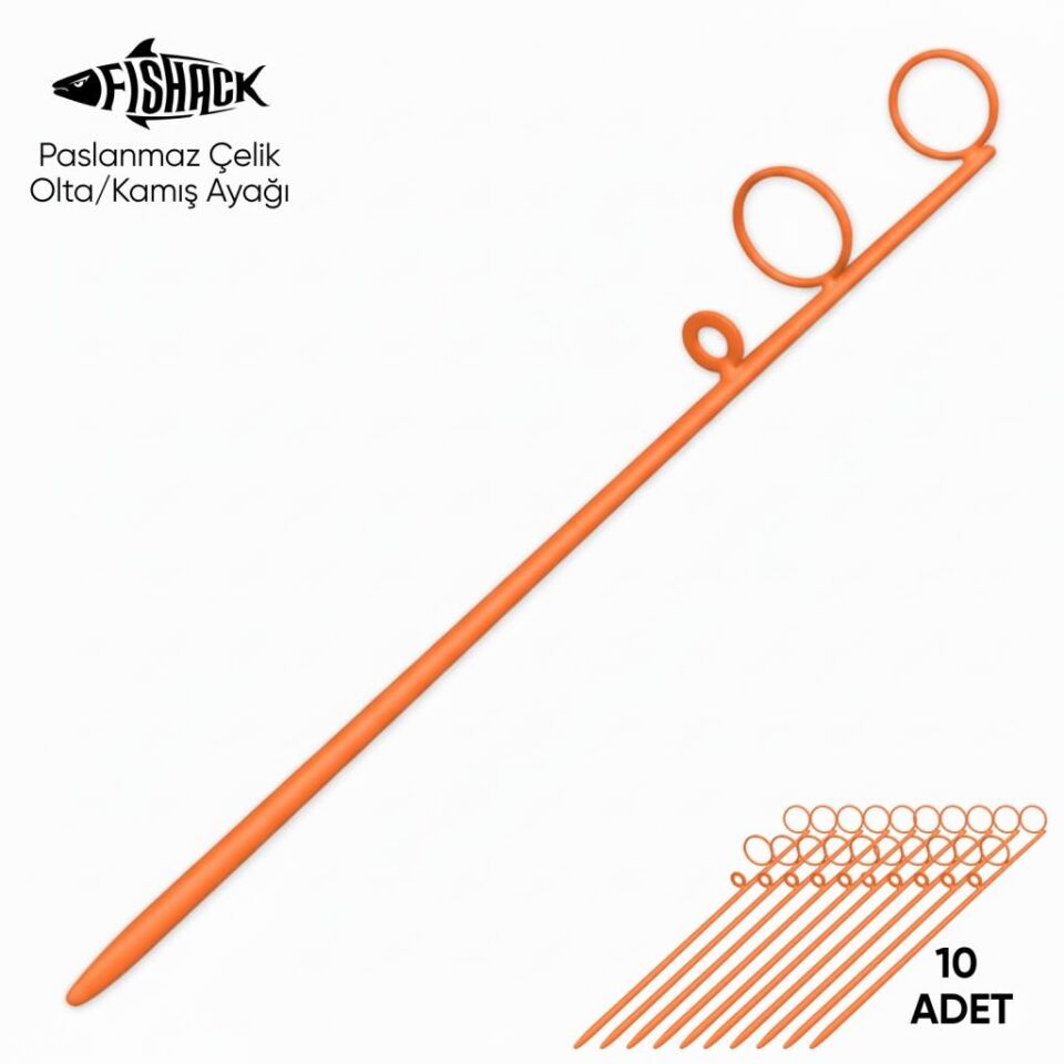 Olta Kamış Ayağı - Paslanmaz Çelik - Fishack - Turuncu - 10'lu