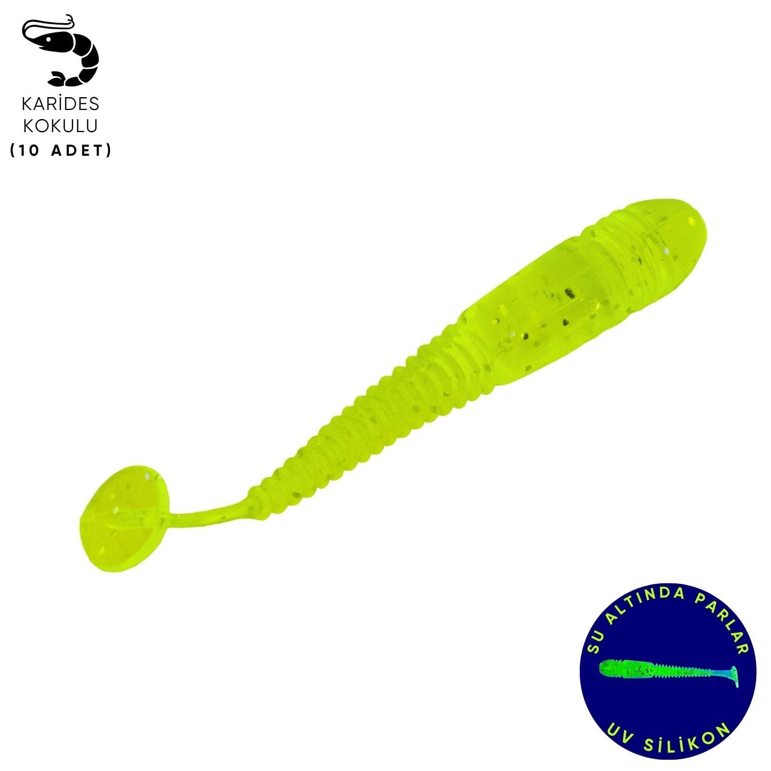 Silikon Kurt Yem - 1,1g 55mm - Fishack Wormix - 10 Adet - UV - Fluo Green