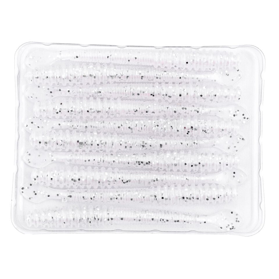 Silikon Kurt Yem - 2,2g 87mm - Fishack Wormix - 10 Adet - Silver White