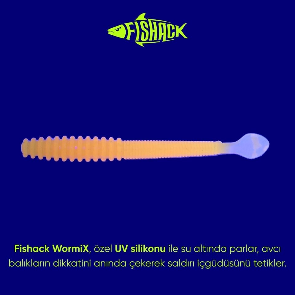 Silikon Kurt Yem - 2,2g 87mm - Fishack Wormix - 10 Adet - UV - Orange
