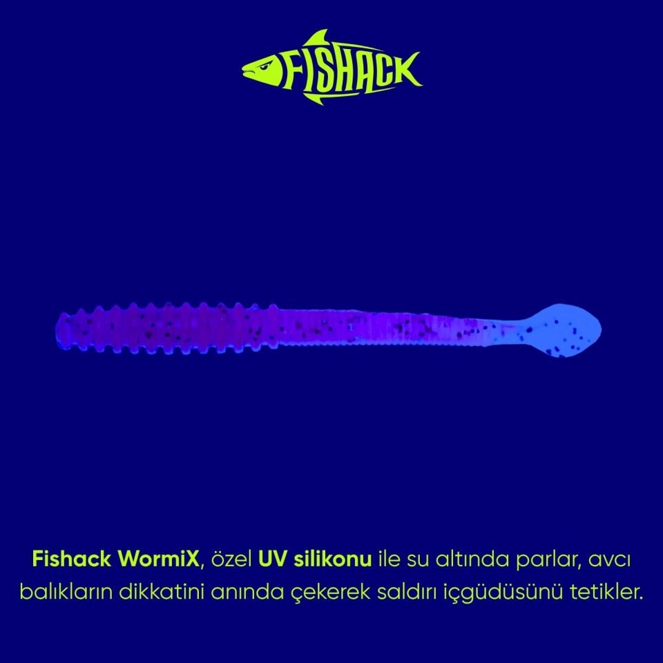 Silikon Kurt Yem - 2,2g 87mm - Fishack Wormix - 10 Adet - UV - Purple