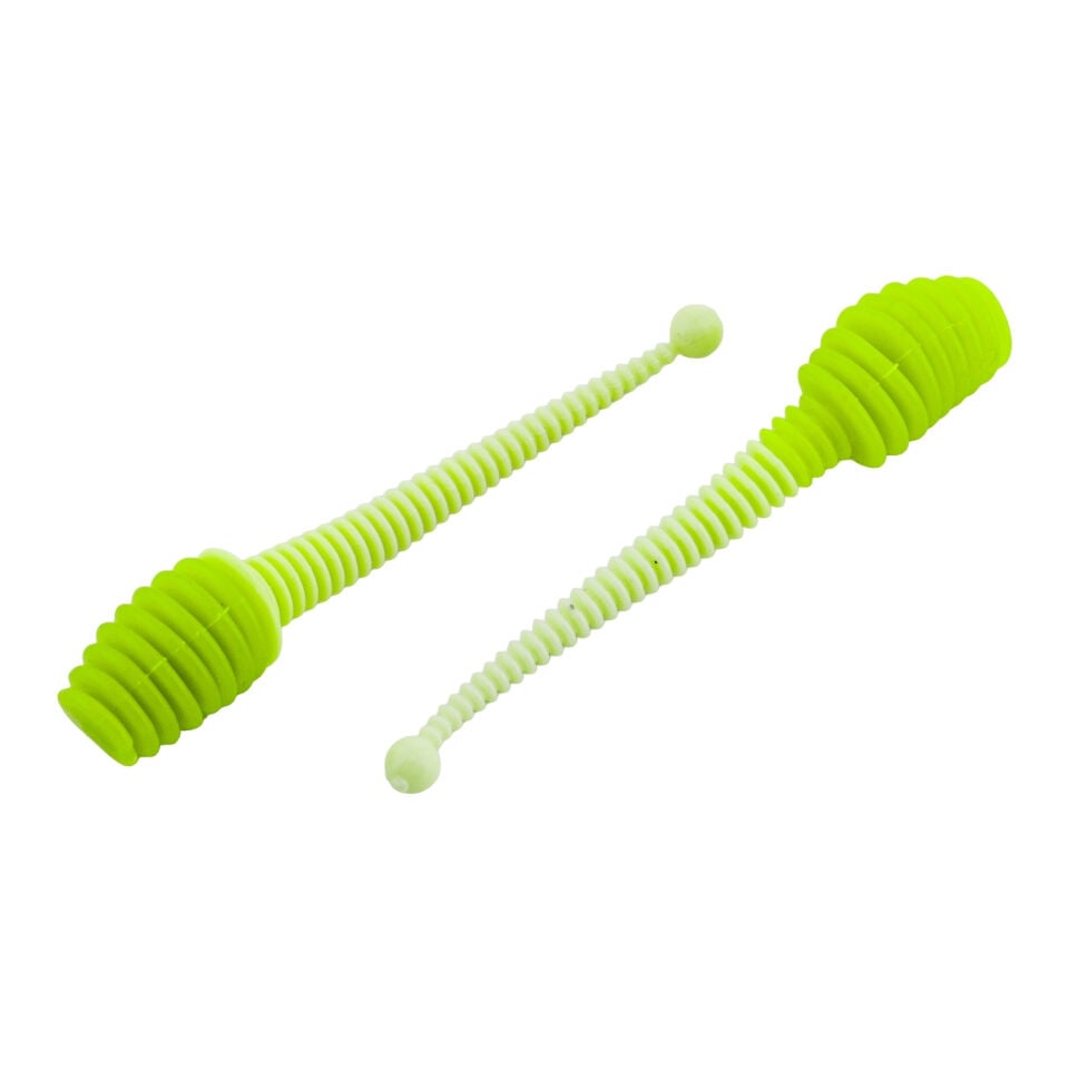 Silikon Kurt Yem - 2,1g 70mm - Fishack Wormix - 10 Adet - UV - Yeşil/Beyaz