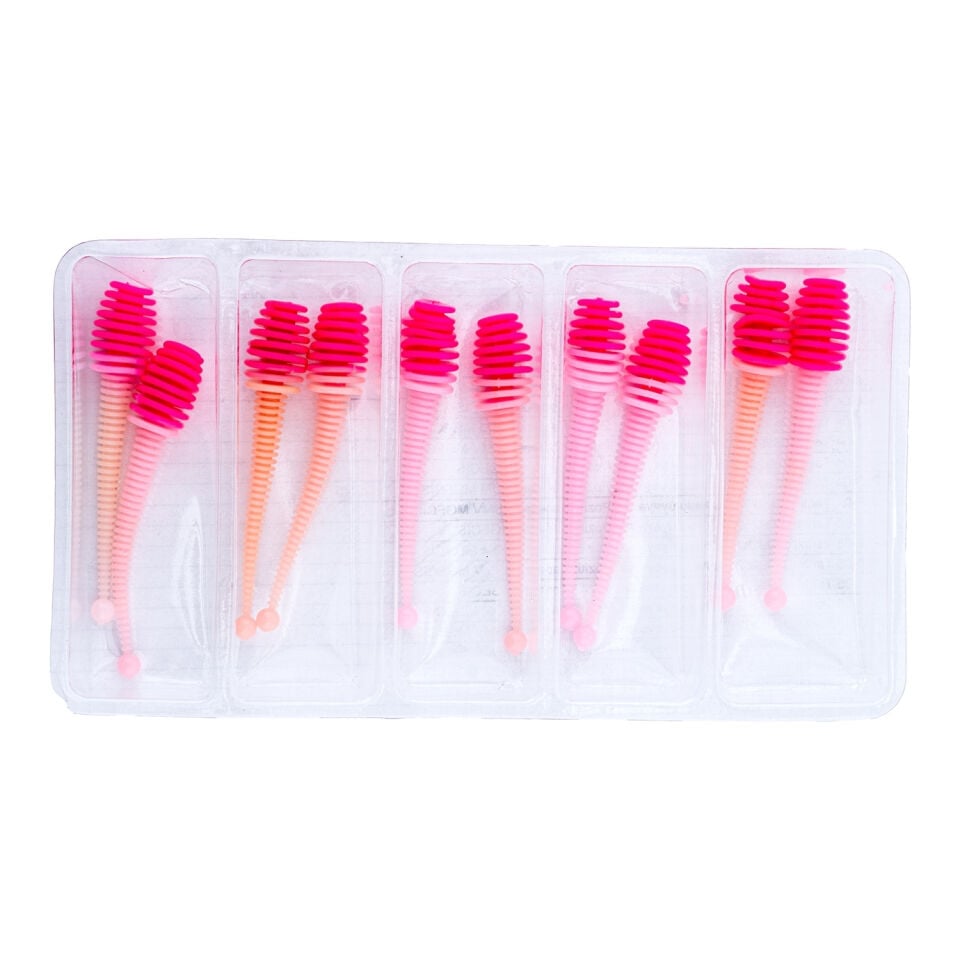 Silikon Kurt Yem - 2,1g 70mm - Fishack Wormix - 10 Adet - UV - Pembe/Beyaz