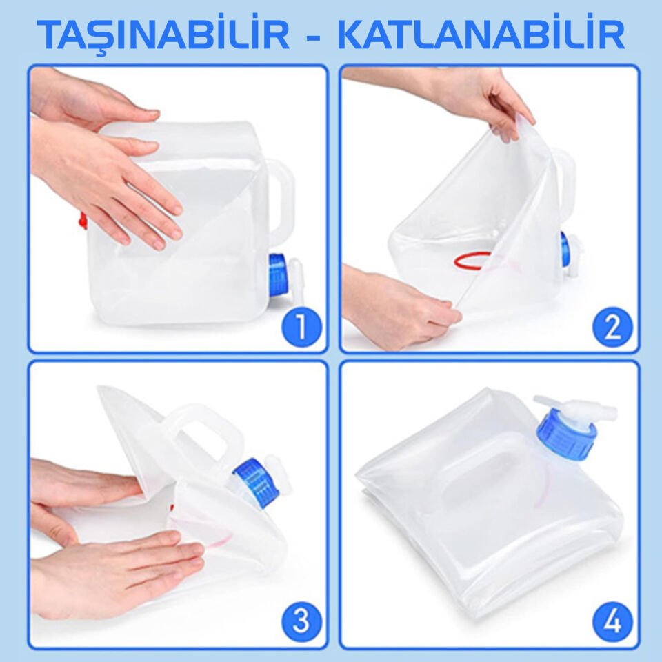 Katlanabilir Musluklu Su Bidonu - 12 Litre - Su Sebili - Argeus