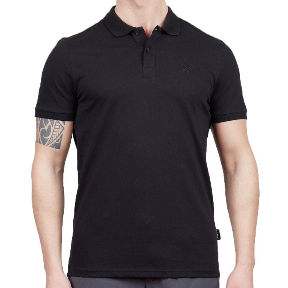 Erkek Polo Yaka Tişört - Pamuklu Spor Tişört - Stratus - Siyah (600303)