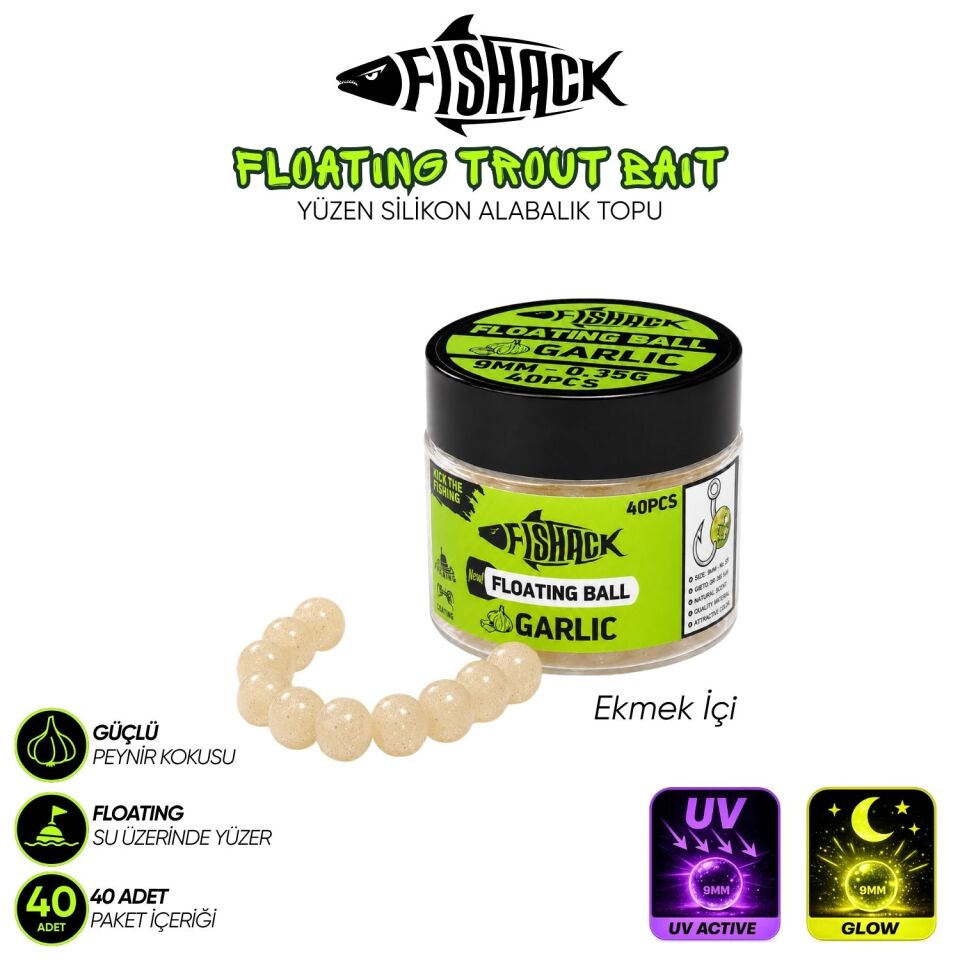 Yüzen Silikon Alabalık Topu - Fishack EggX - 40 Adet - Sarımsak Kokulu Ekmek İçi
