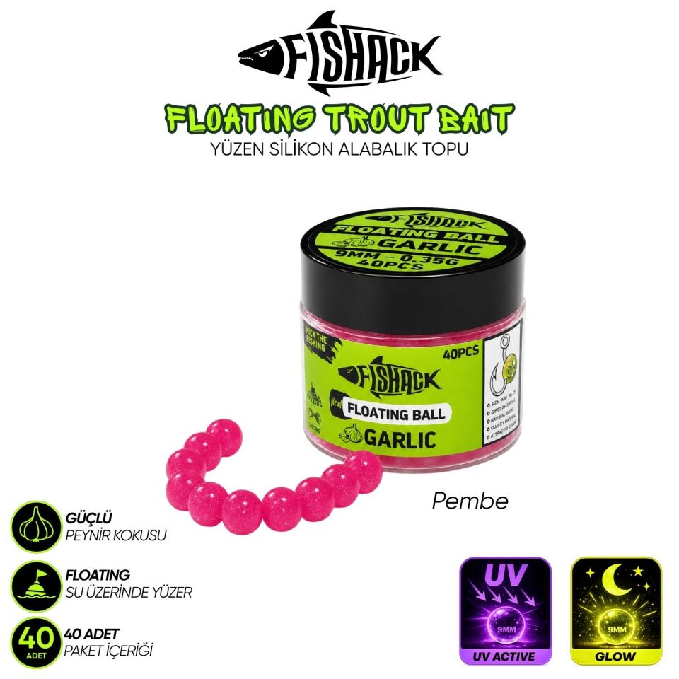 Yüzen Silikon Alabalık Topu - Fishack EggX - 40 Adet - Sarımsak Kokulu Pembe