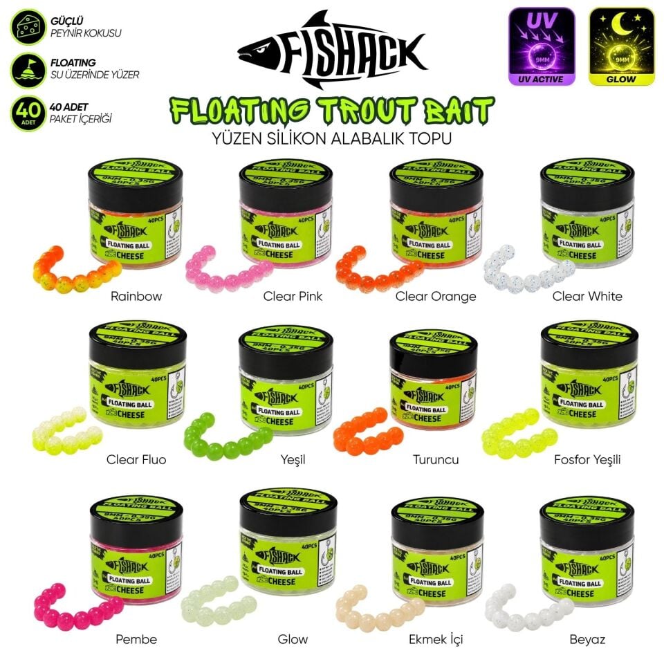 Yüzen Silikon Alabalık Topu - Fishack EggX - 40 Adet - Peynir Kokulu