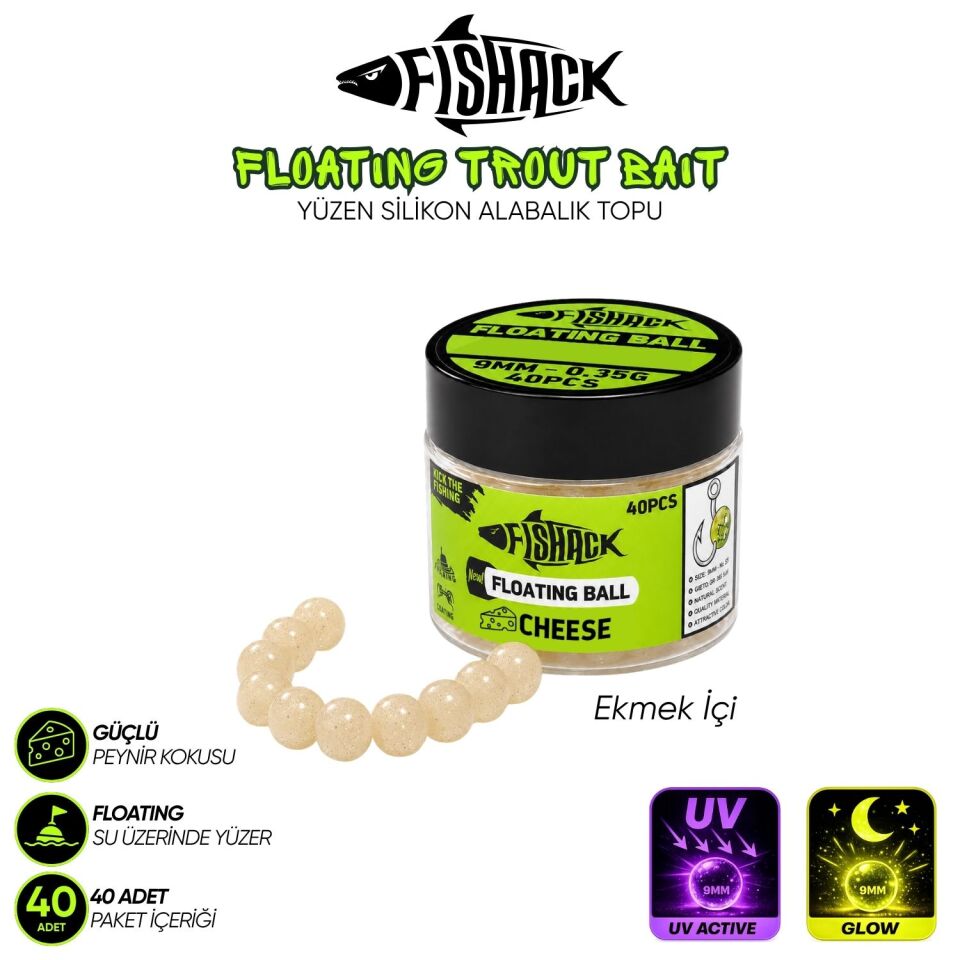 Yüzen Silikon Alabalık Topu - Fishack EggX - 40 Adet - Peynir Kokulu Ekmek İçi