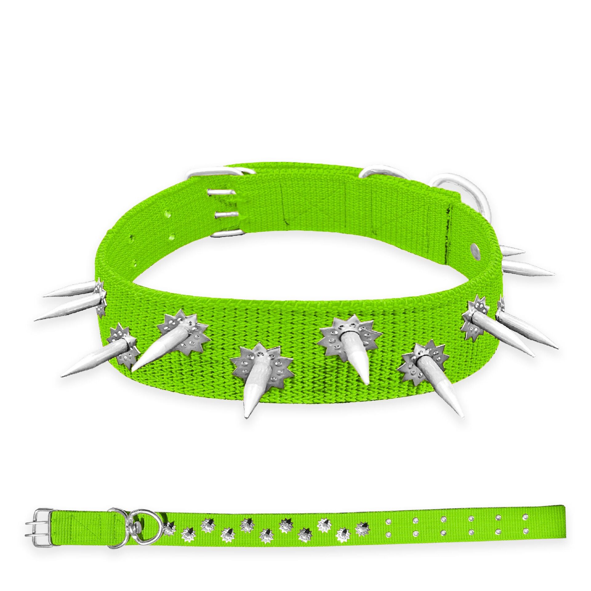 Dokuma Çivili Köpek Boyun Tasması - 5*80 cm - Yeşil