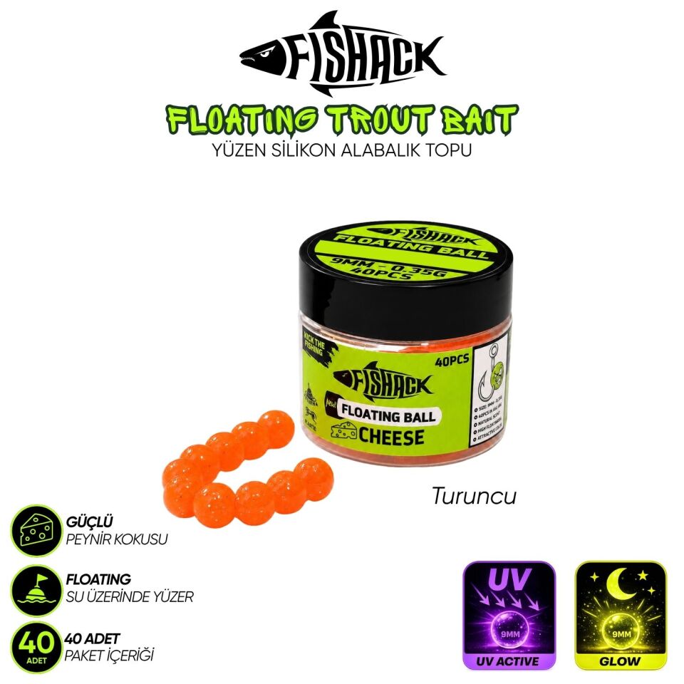 Yüzen Silikon Alabalık Topu - Fishack EggX - 40 Adet - Peynir Kokulu Turuncu