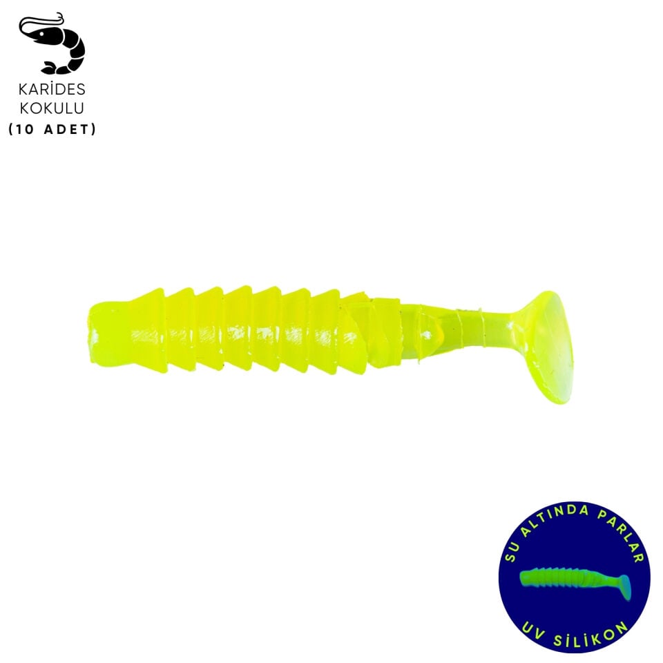 Silikon Kurt Yem - 1,5g 45mm - Fishack - 10 Adet - UV Silikon - Fluo Green