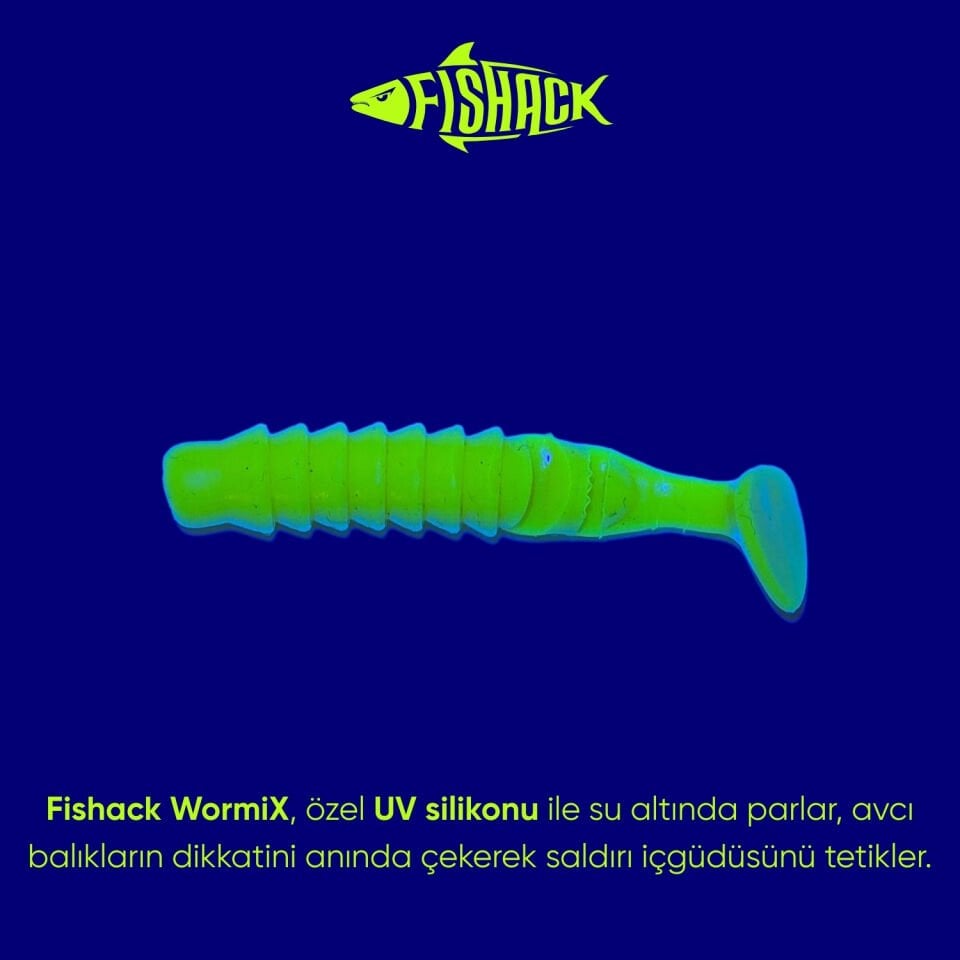 Silikon Kurt Yem - 1,5g 45mm - Fishack - 10 Adet - UV Silikon - Fluo Green