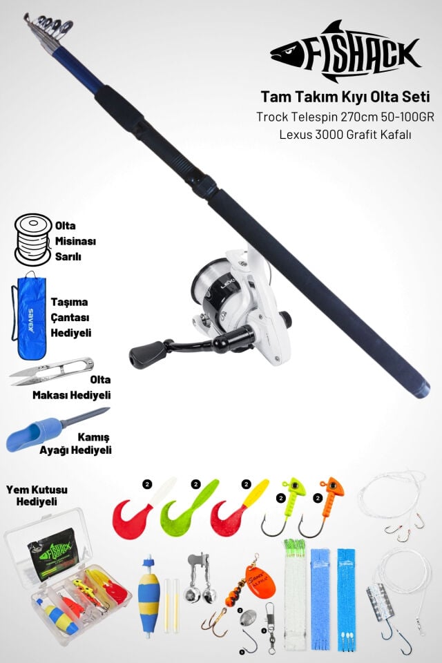 Tam Takım Kıyı Olta Seti - 270cm Kamış 50-1000GR / 5000'lik Lexus Olta Makinesi
