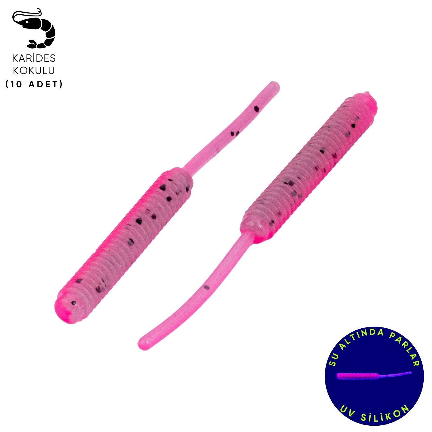 Silikon Kurt Yem - LRF Yem - 1g 52mm - Fishack Wormix - 10 Adet - Pink Gray