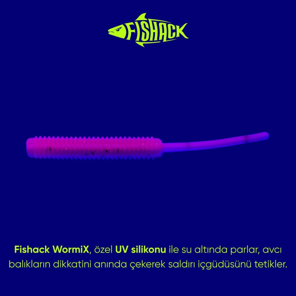 Silikon Kurt Yem - LRF Yem - 1g 52mm - Fishack Wormix - 10 Adet - Pink Gray