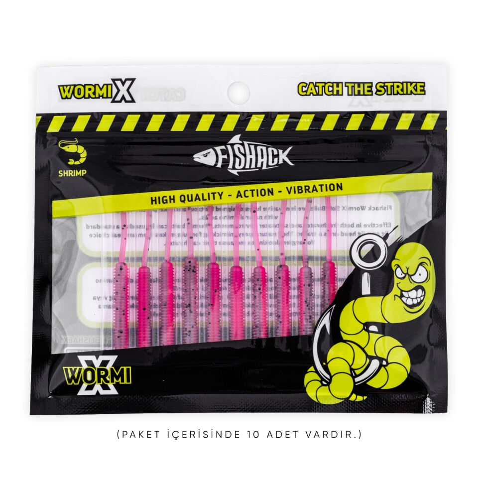 Silikon Kurt Yem - LRF Yem - 1g 52mm - Fishack Wormix - 10 Adet - Pink Gray