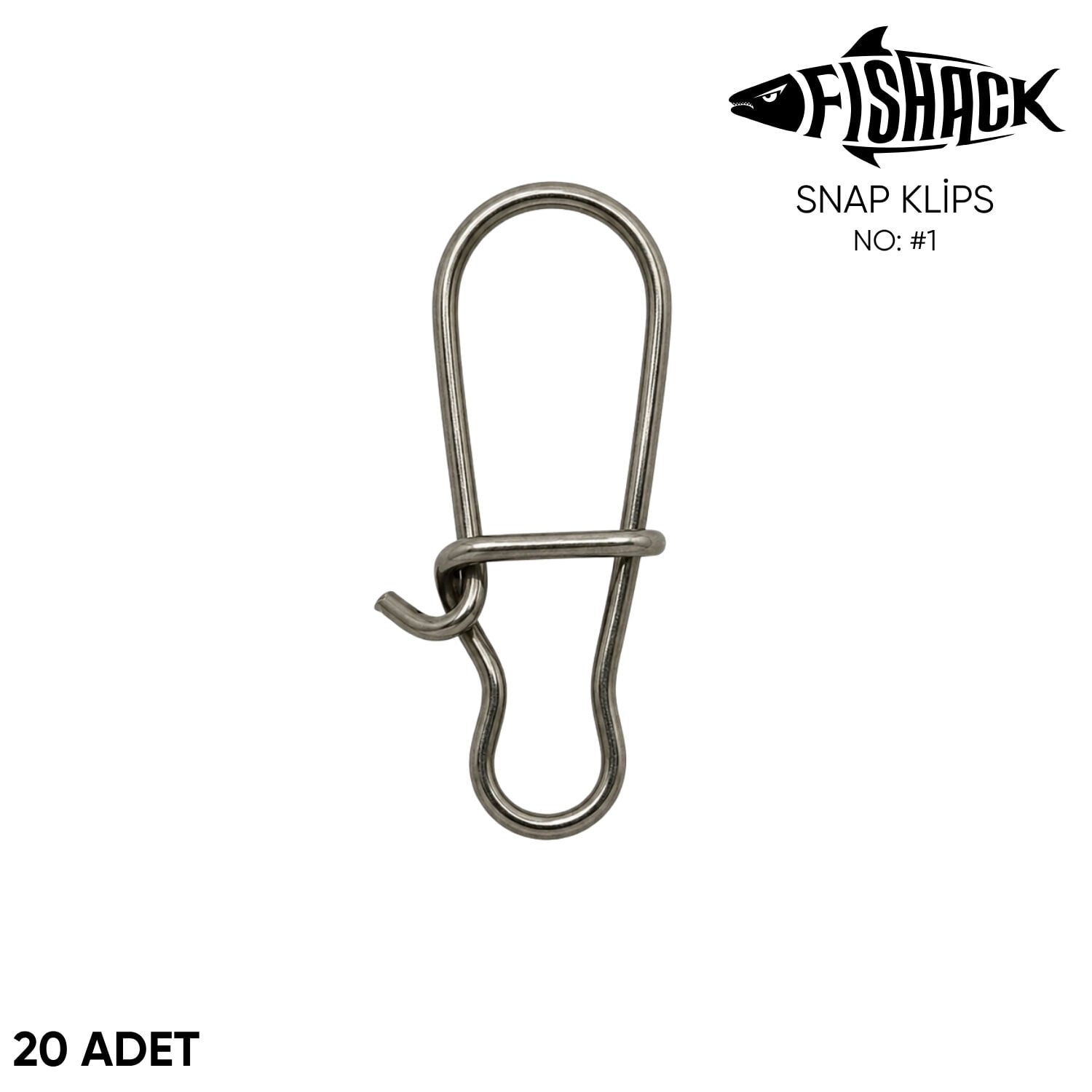 Snap Klips - Fishack - Paslanmaz Çelik - 20 Adet - No: #1