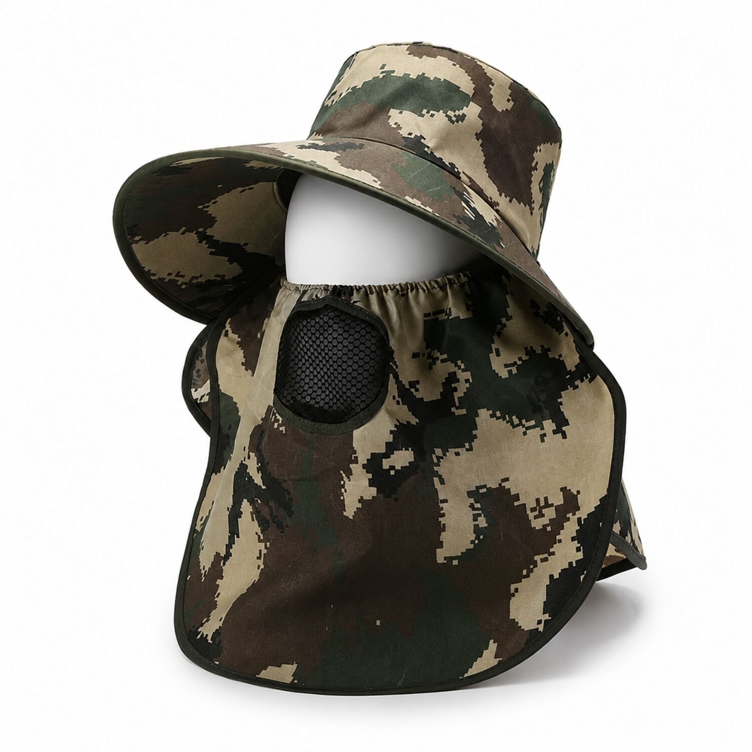 Ense Korumalı Outdoor Şapka - Maskeli - Dijital Kamuflaj (M-4)- Savex