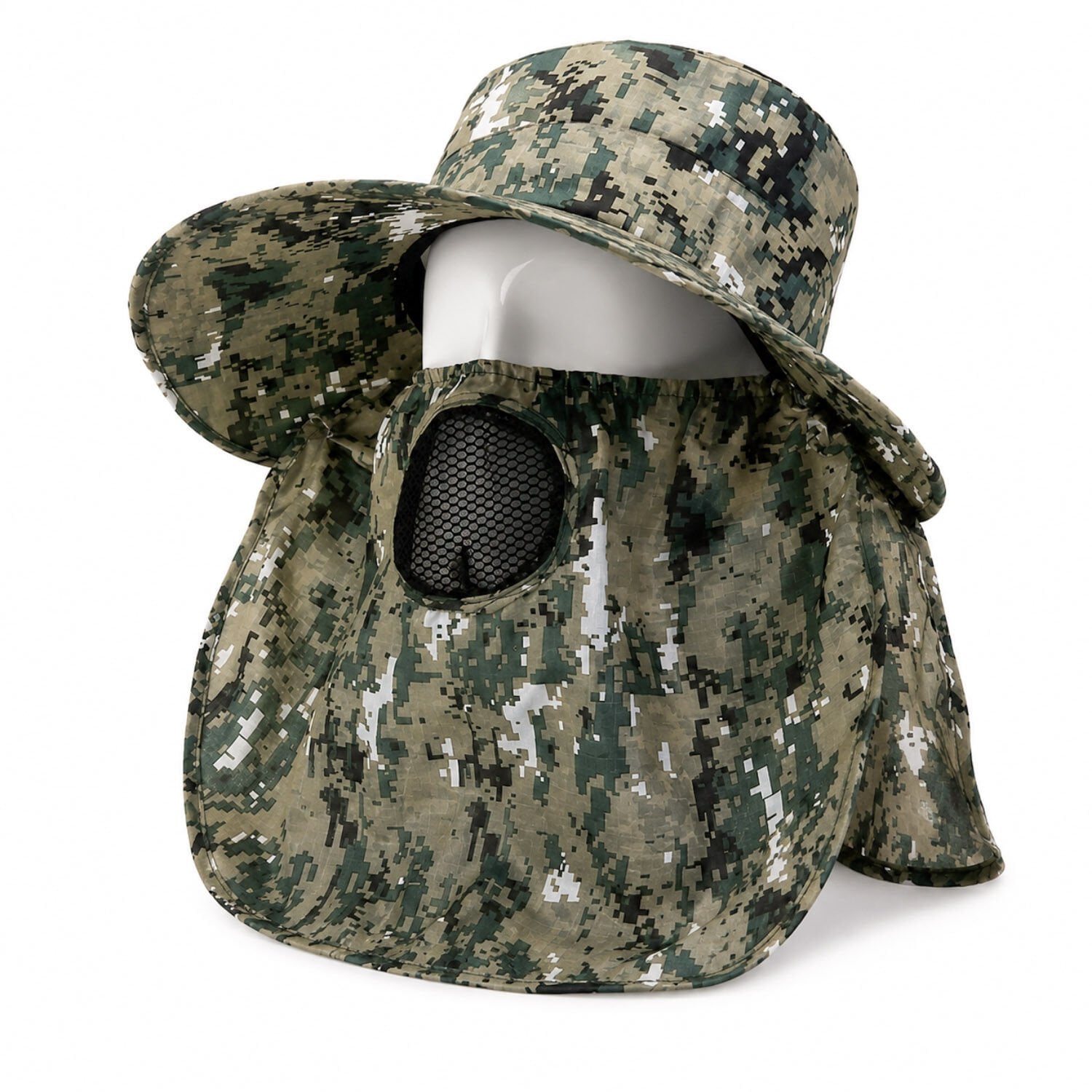 Ense Korumalı Outdoor Şapka - Maskeli - Dijital Kamuflaj (M-3)- Savex