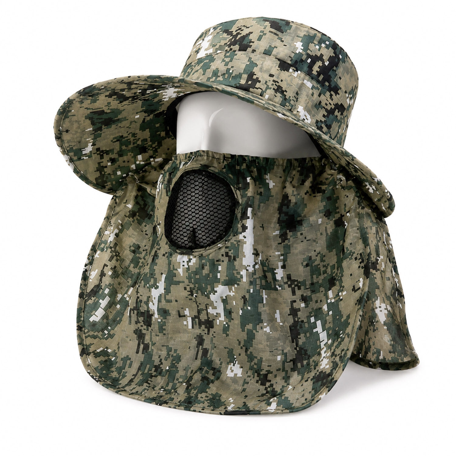 Ense Korumalı Outdoor Şapka - Maskeli - Dijital Kamuflaj (M-3)- Savex