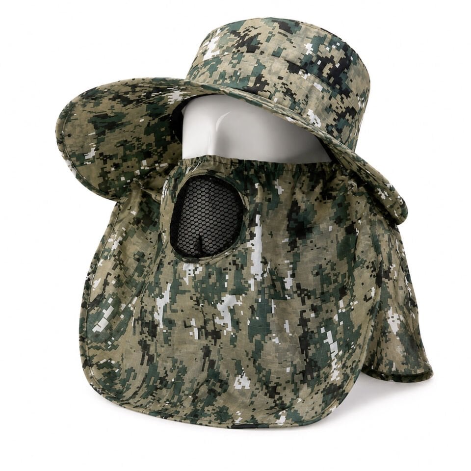Ense Korumalı Outdoor Şapka - Maskeli - Dijital Kamuflaj (M-3)- Savex