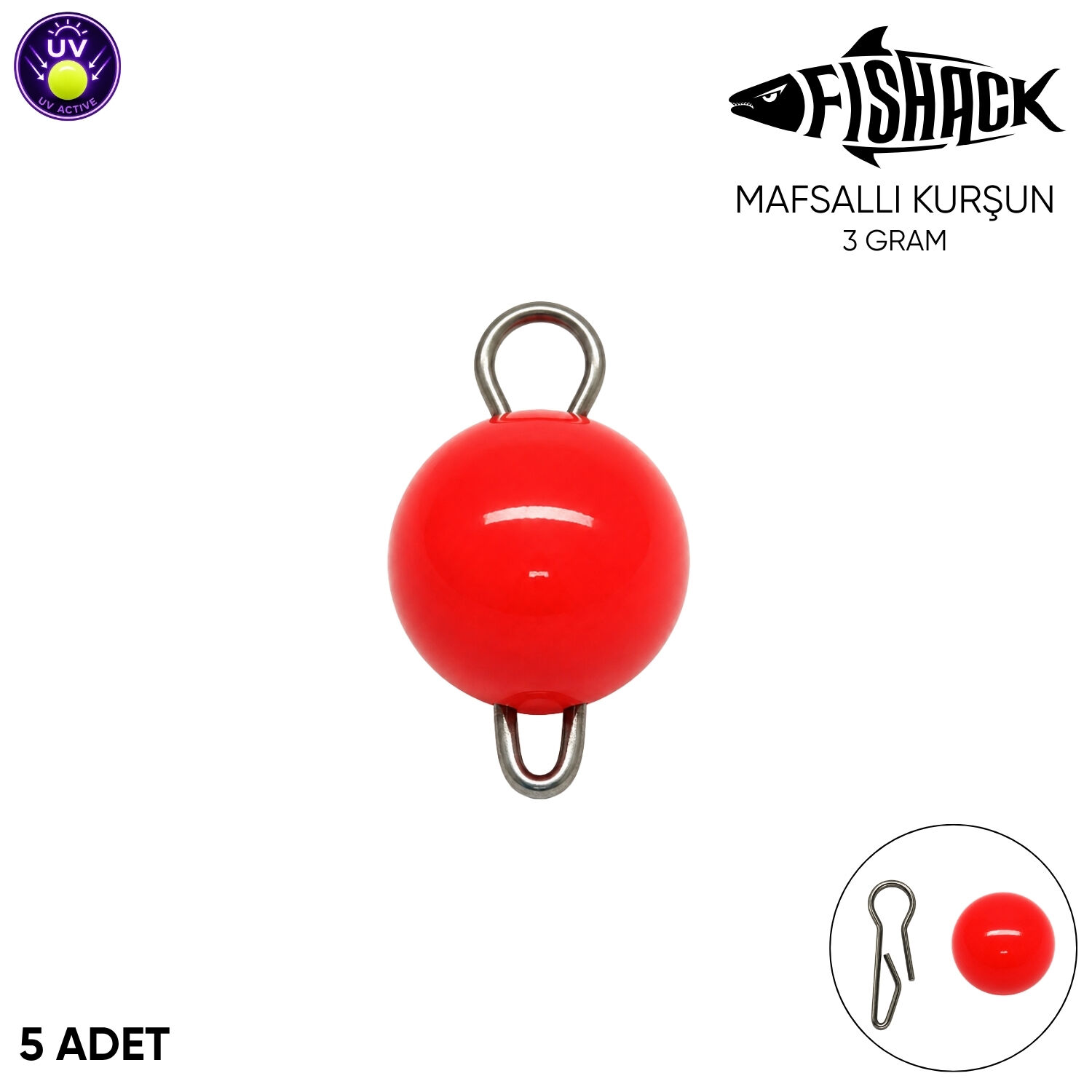Mafsallı Kurşun - Hareketli İğne Kurşunu - UV Turuncu - 5'li Paket - 3 Gram